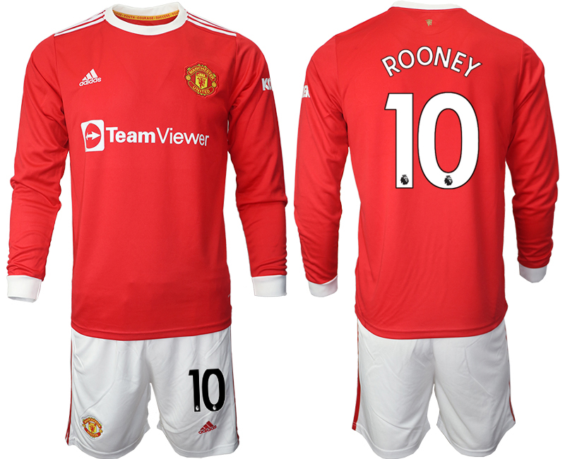 Men 2021-2022 Club Manchester united home red Long Sleeve #10 Soccer Jerseys